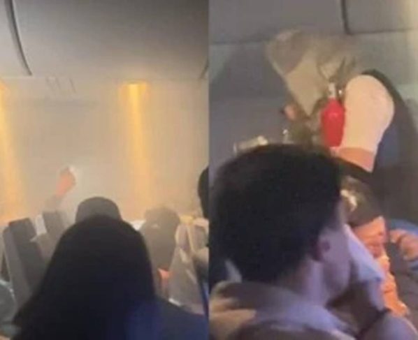 imagem colorida carregador pega fogo em voo