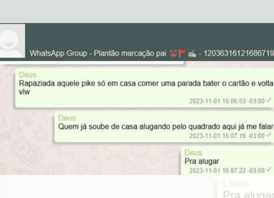 Print de conversa entre membros do CV obtido pela Polícia Civil