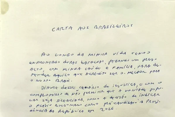Em carta, Bolsonaro confirma indicação de Flávio como pré-candidato - destaque galeria
