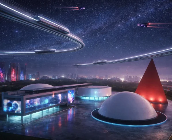 Carros voadores Mutirama tecnológico: imagens recriam Goiânia no futuro cyberpunk Hologramas na Praça Cívica e patinho-robô no Lago das Rosas