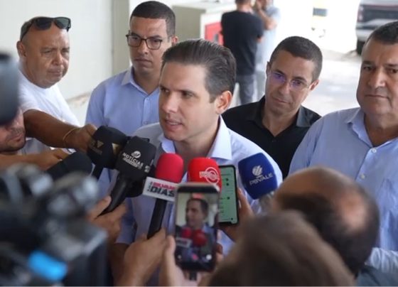 O presidente da Câmara, Hugo Motta, em entrevista em Bayeux (PB).