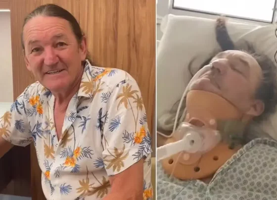 Mulher de Marquito, internado há um mês, diz que ele fraturou costela e duas vértebras Humorista cirurgia após acidente