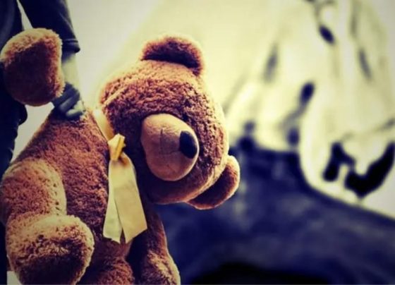 Imagem colorida de uma criança segurando um urso de pelúcia - Metrópoles