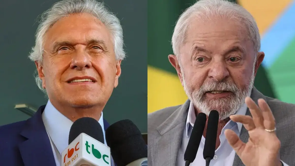 Imagem mostra Caiado (à esq) e Lula