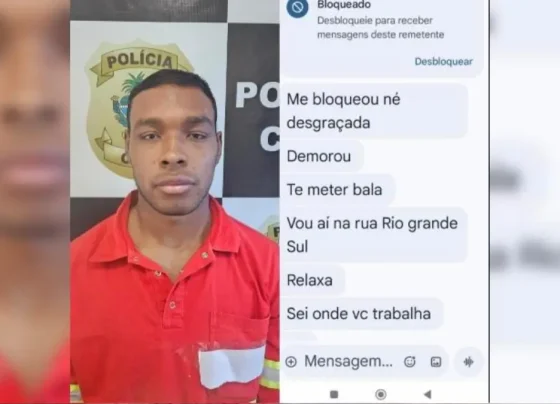 Júnio Francisco Cardoso, de 25 anos, ameaçando vítima - (Foto: reprodução/PC)