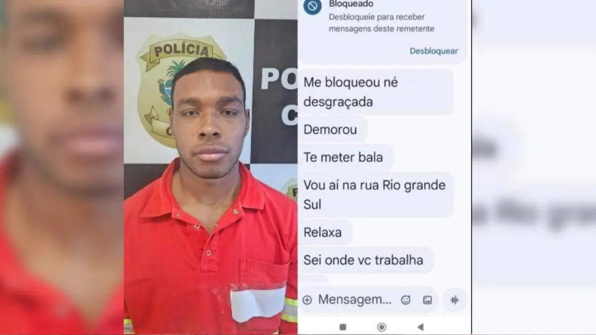 Júnio Francisco Cardoso, de 25 anos, ameaçando vítima - (Foto: reprodução/PC)